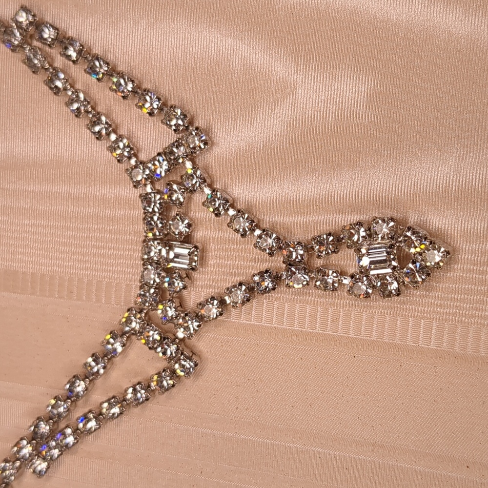 Vintage Rhinestone Statement Necklace Chocker Bib Style Elegant Formal Wedding - Picture 4 of 9